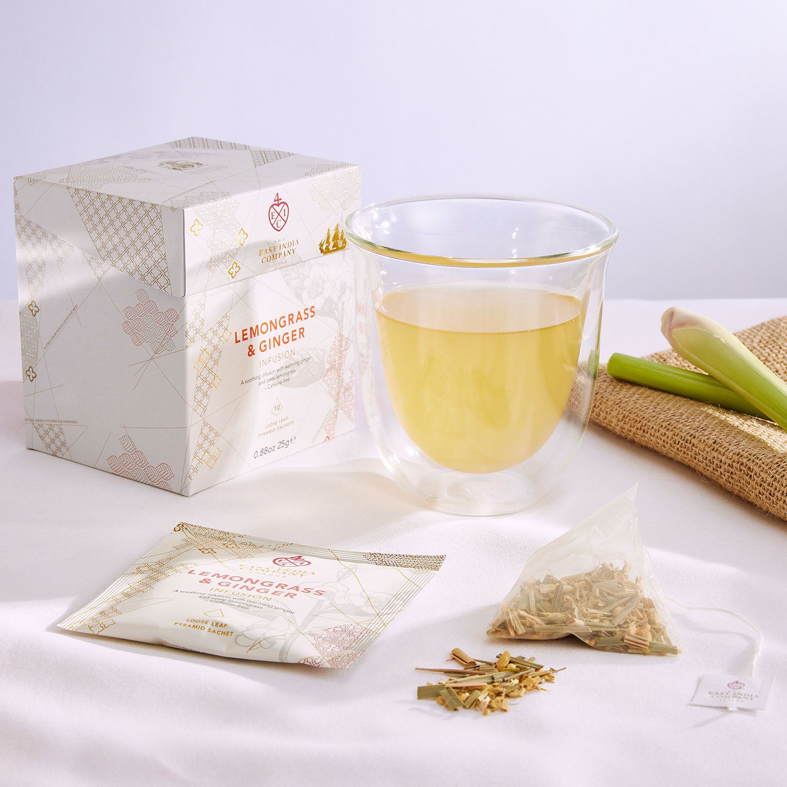 Lemongrass & Ginger Herbal Infusion x 10 Pyramid Bag Sachets – The East  India Company - Lifestyle